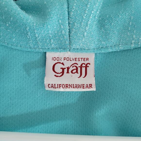 Graff Californiawear Cardigan Jacket Womens Large Aqua Blue Short Sleeve Dolman - Picture 2 of 10